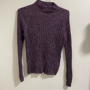 Madewell Plum alpaca Ribbed Turtleneck Sweater